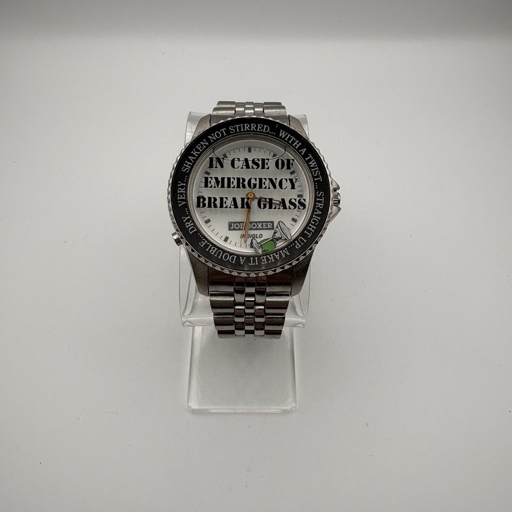 Vintage Joe Boxer In Case Of Emergency Break Glass Watch Martini Timex Indiglo